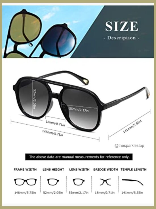 Retro Square Aviator Sunglasses Double Bridge UV400 Protection main image 6